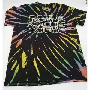 Rogue Fitness Tie Dye Graphic T Shirt Men's Medium Black Rainbow Logo